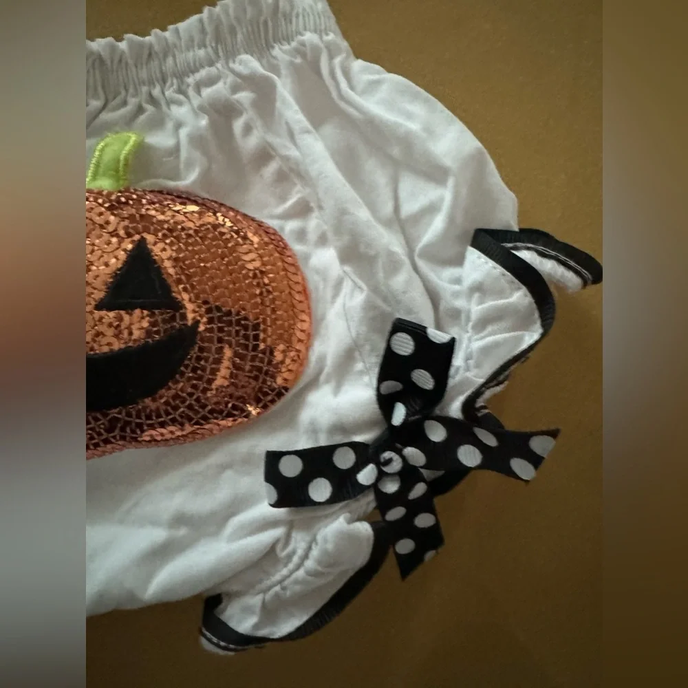 0-6M Mud Pie Diaper Covers Halloween Pumpkin & Christmas Balls lot of 2